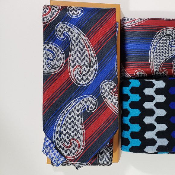 Bow Tie Hanky Socks Box Set by R Lewis RGB001 Blue - Picture 2 of 7